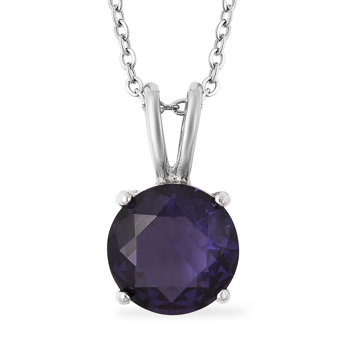 3 Piece Set - STRADA Japanese Movement Water Resistant Watch with Purple Strap, Simulated Amethyst Studded Stud Earrings (with Push Back) and Pendant with Chain (Size 20) in Silver Tone