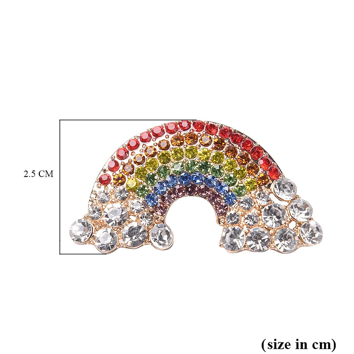 Multi Colour Austrian Crystal Rainbow Brooch in Yellow Gold Tone Multi Colour Austrian Crystal Rainbow Brooch in Yellow Gold Tone