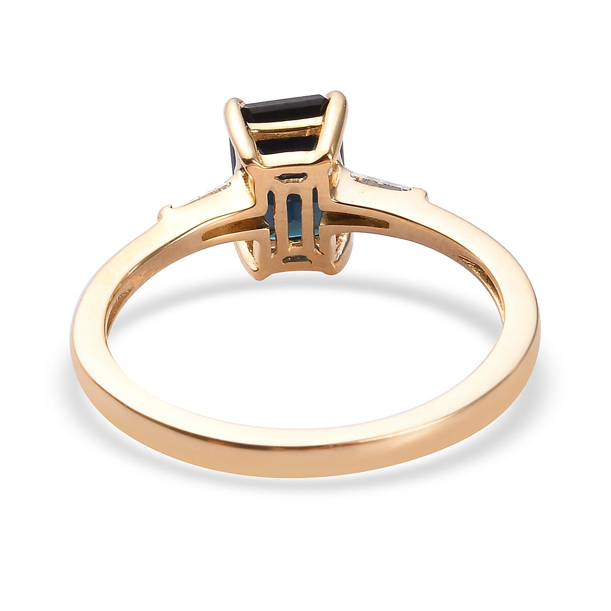 14K Yellow Gold Monte Belo Indicolite and Diamond Ring 1.10 Ct.