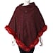 Faux Fur Warm Poncho with Fluffy Edges (Size 80x90 Cm) - Burgundy