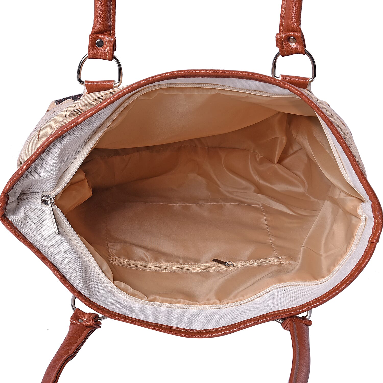 Cat Pattern Jute Tote Bag (Size 42/32x10.5x35cm) - Khaki