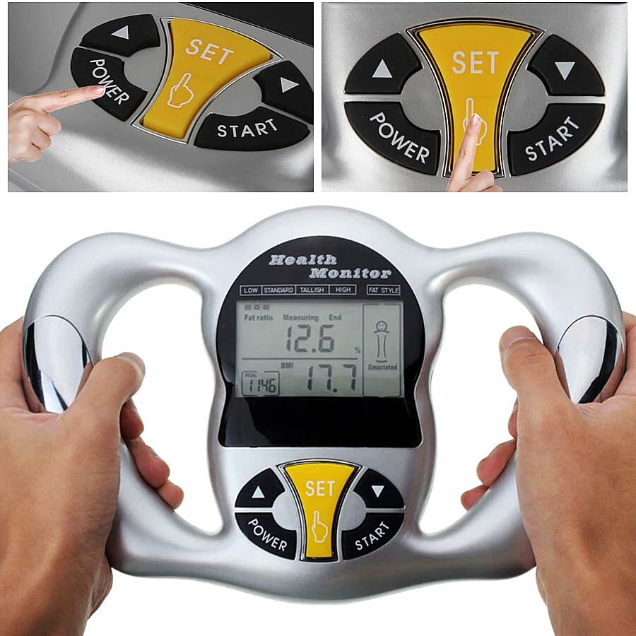 Health Monitor - Test Fat Ratio, BMI and Relative Basal Metabolism (23x16cm) - 2xAAA battery Included