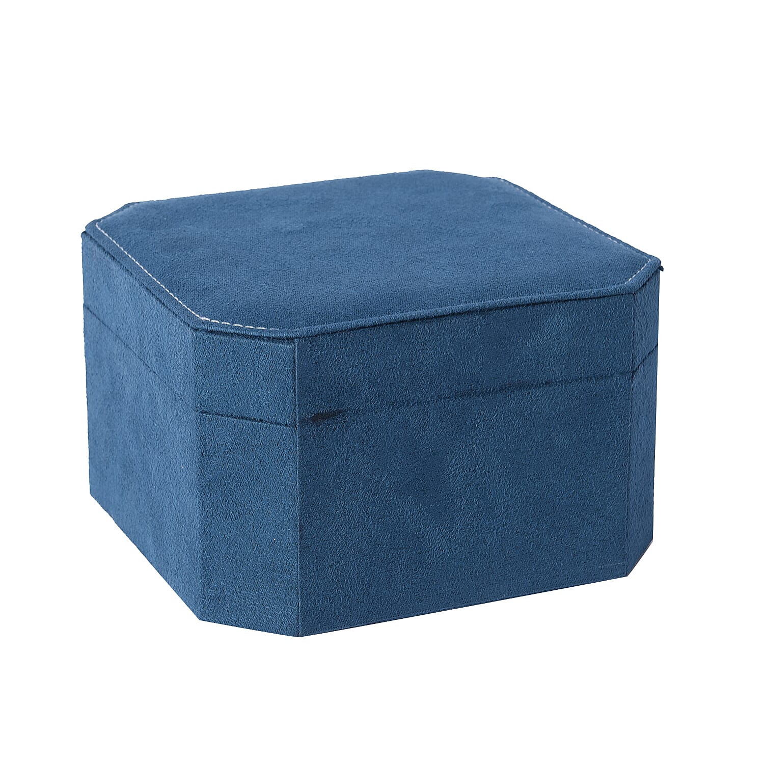 Teal Velvet Jewellery Box with Tassel Key Lock, Removeable Tray and Inside Mirror (16.5x16.15x10cm)