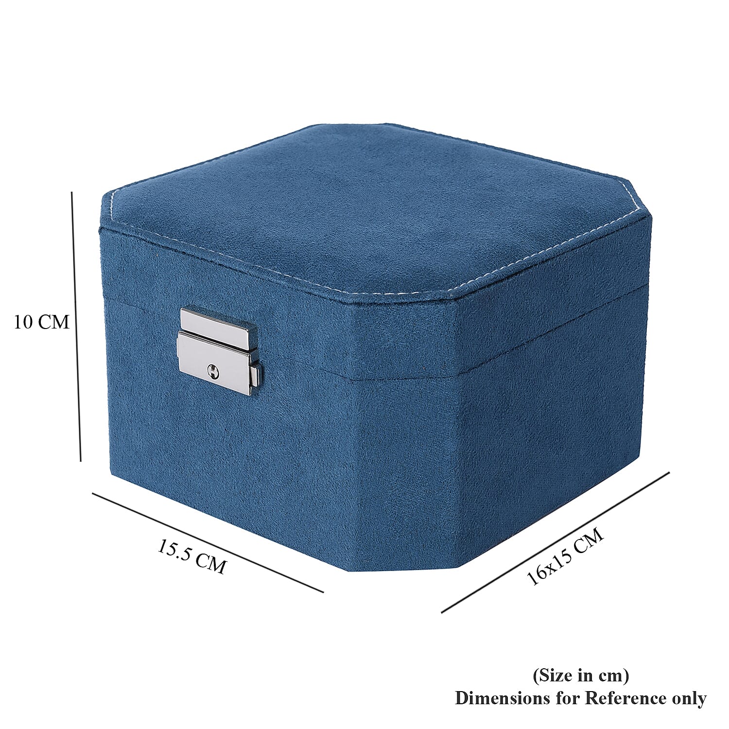 Teal Velvet Jewellery Box with Tassel Key Lock, Removeable Tray and Inside Mirror (16.5x16.15x10cm)