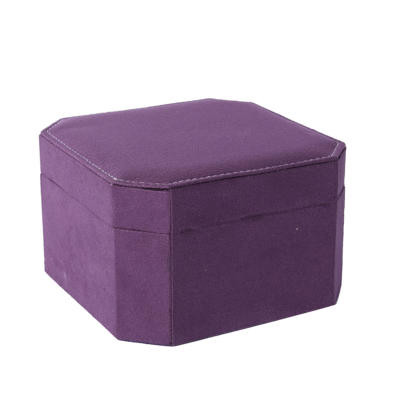 Purple  Velvet Jewellery Box with Tassel Key Lock, Removeable Tray and Inside Mirror (16.5x16.15x10cm)