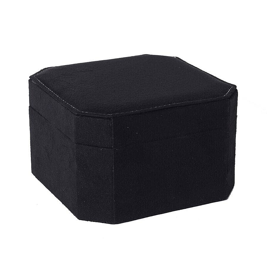 Black Velvet Jewellery Box with Tassel Key Lock, Removeable Tray and Inside Mirror (16.5x16.15x10cm)