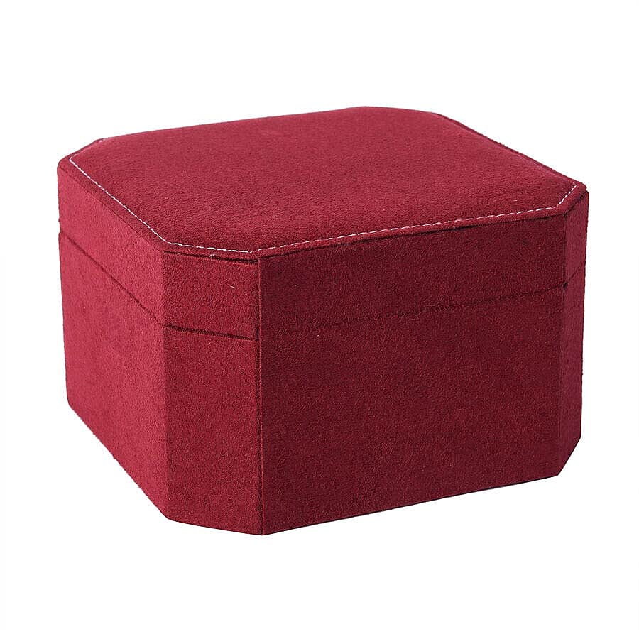 Wine Red Velvet Jewellery Box with Tassel Key Lock, Removeable Tray and Inside Mirror (16.5x16.15x10cm)