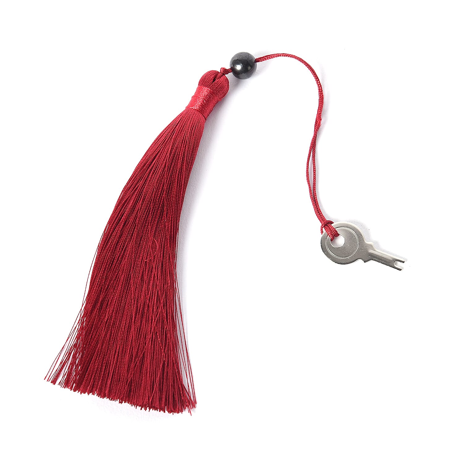 Wine Red Velvet Jewellery Box with Tassel Key Lock, Removeable Tray and Inside Mirror (16.5x16.15x10cm)