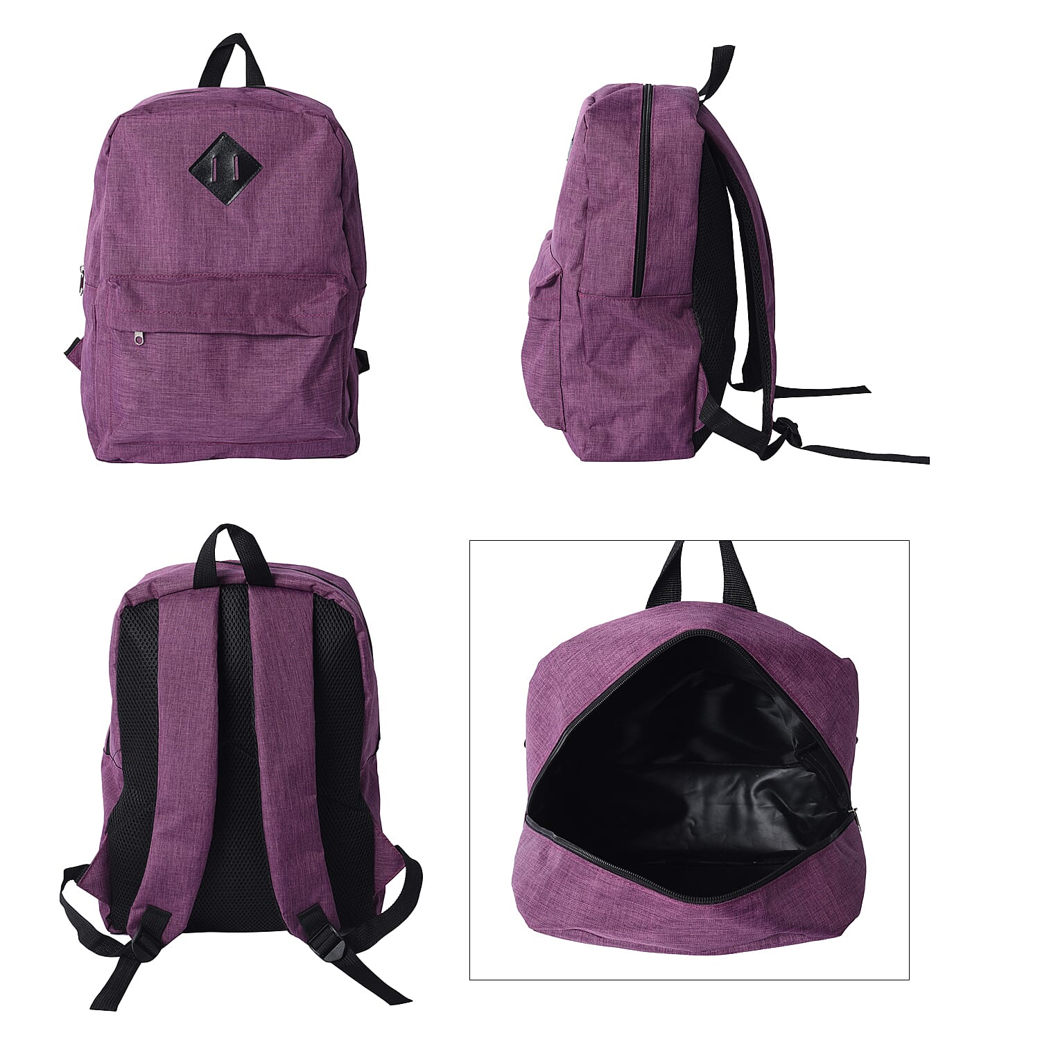 Purple Backpack with Zipper Closure (Size 30x11x40cm)