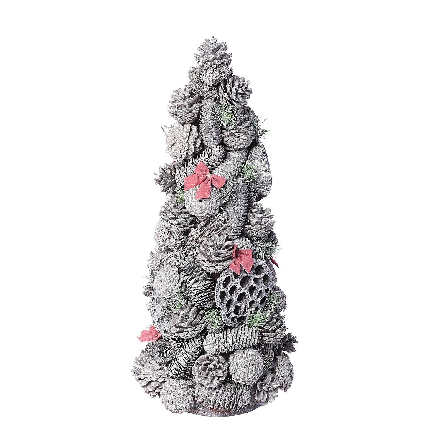 Pinecone Christmas Tree with Bowknot (Size 60x24cm)