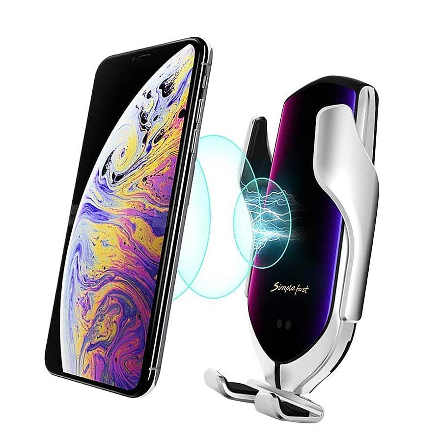 Mobile Phone Holder/Wireless Charger Compatible With All Wireless Charging Mobile Devices - Silver