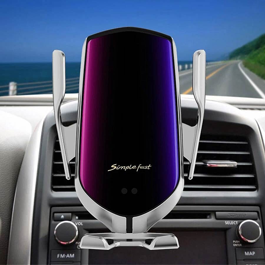 Mobile Phone Holder/Wireless Charger Compatible With All Wireless Charging Mobile Devices - Silver