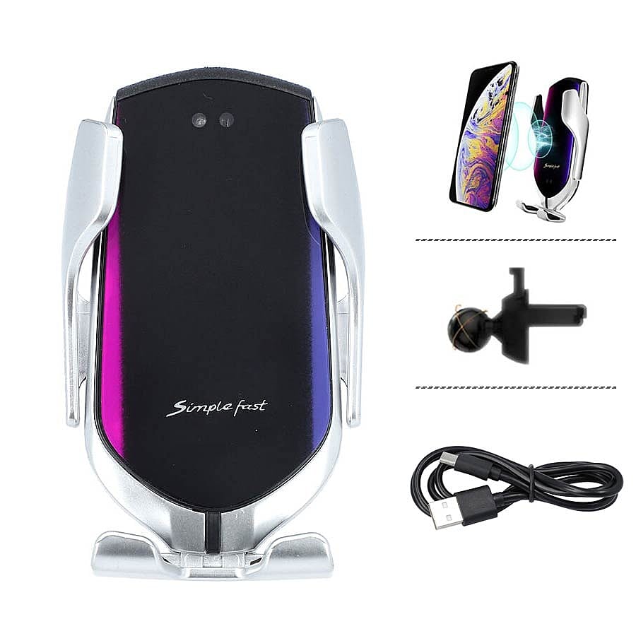 Mobile Phone Holder/Wireless Charger Compatible With All Wireless Charging Mobile Devices - Silver