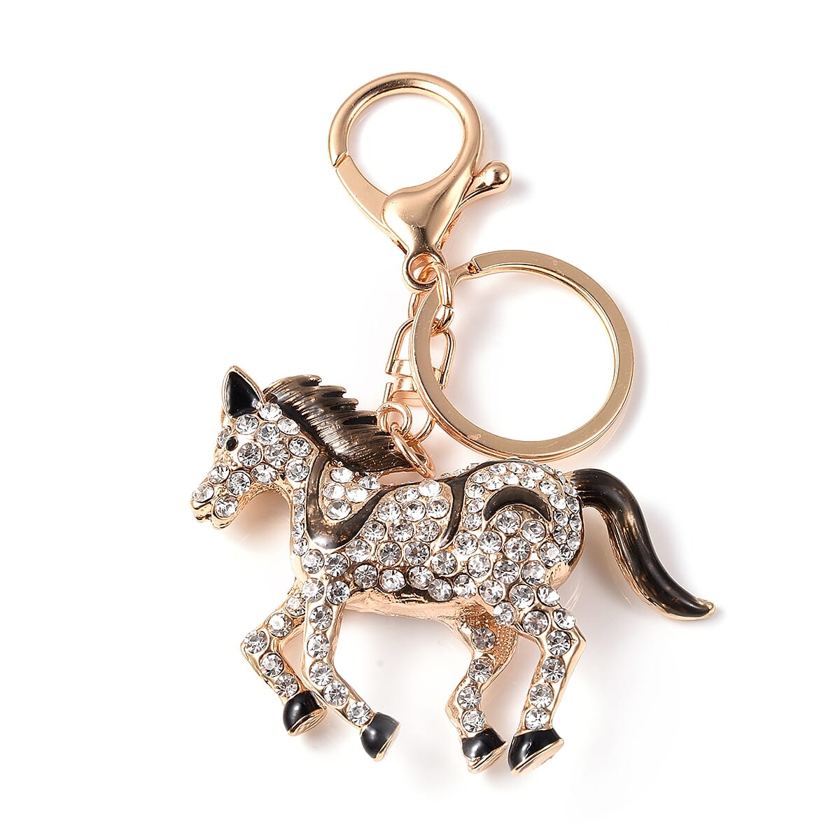 Set of 3 - White, Black and Multi Colour Austrian Crystal Koala, Horse and Hippo Enamelled Keychain