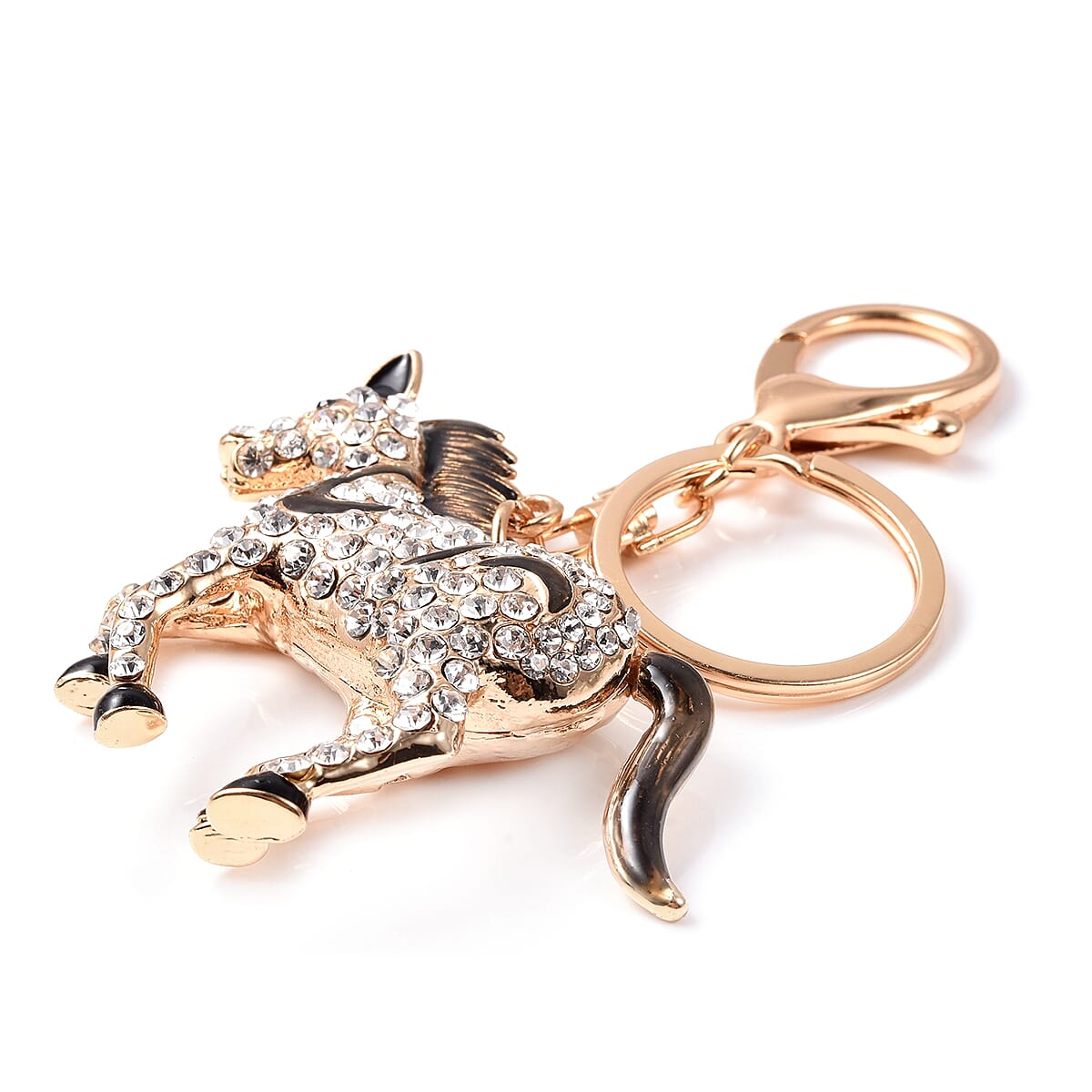 Set of 3 - White, Black and Multi Colour Austrian Crystal Koala, Horse and Hippo Enamelled Keychain