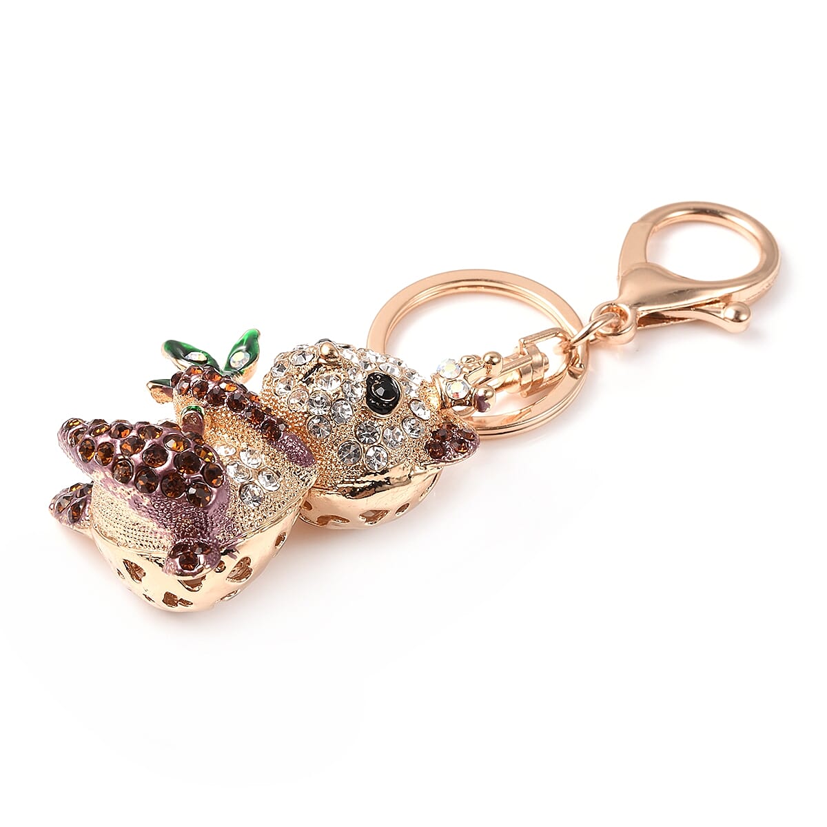 Set of 3 - White, Black and Multi Colour Austrian Crystal Koala, Horse and Hippo Enamelled Keychain