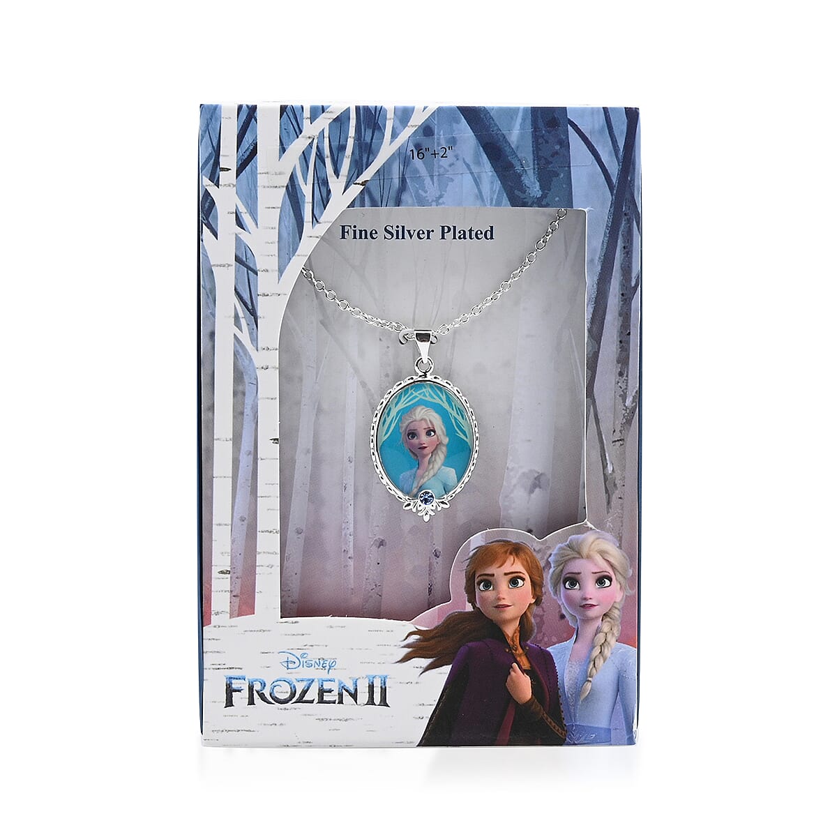 Disney Frozen Elsa Blue Austrian Crystal Pendant (Size-18) in Silver Tone