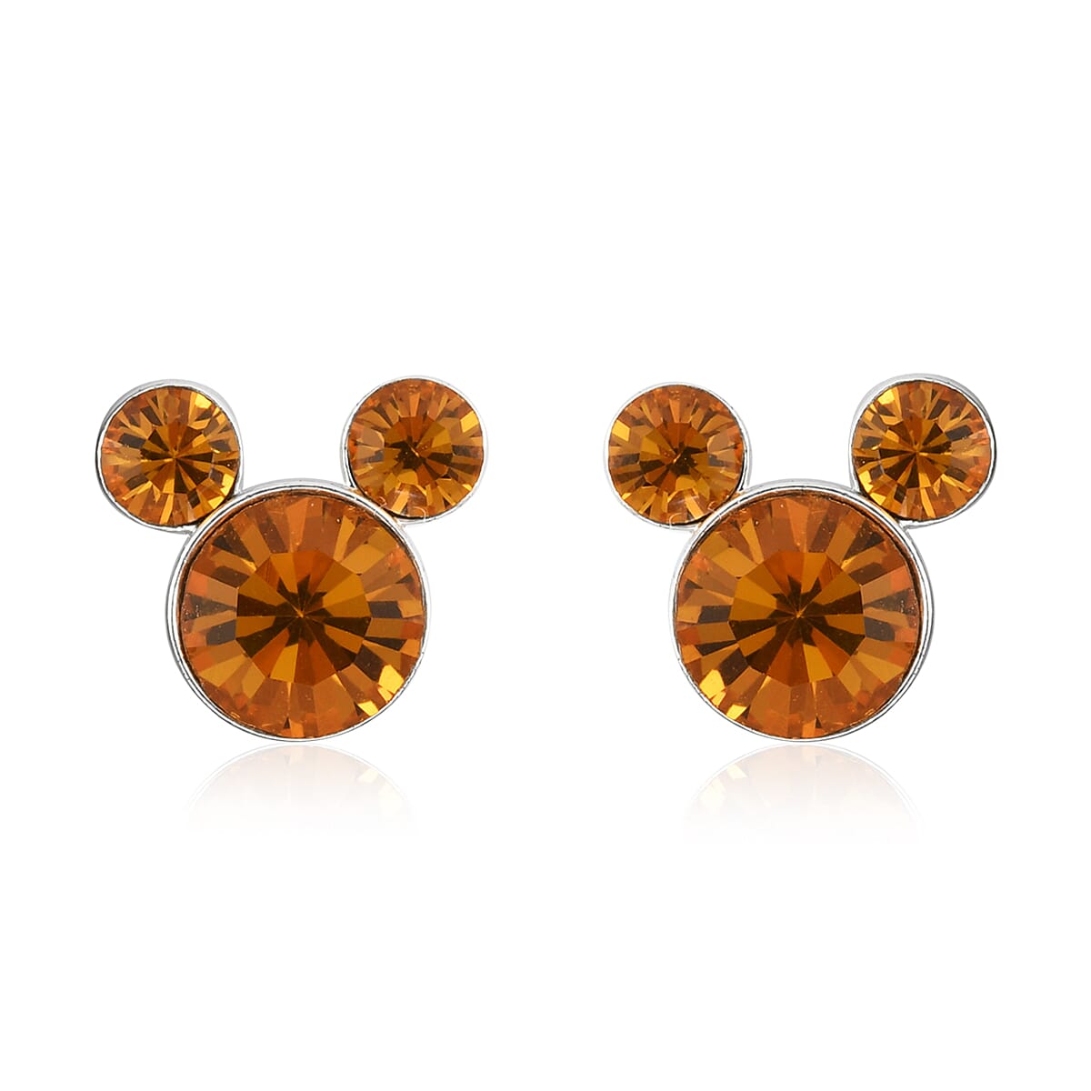 Disney Mickey Mouse Gold Austrian Crystal Stud Earrings in Silvertone