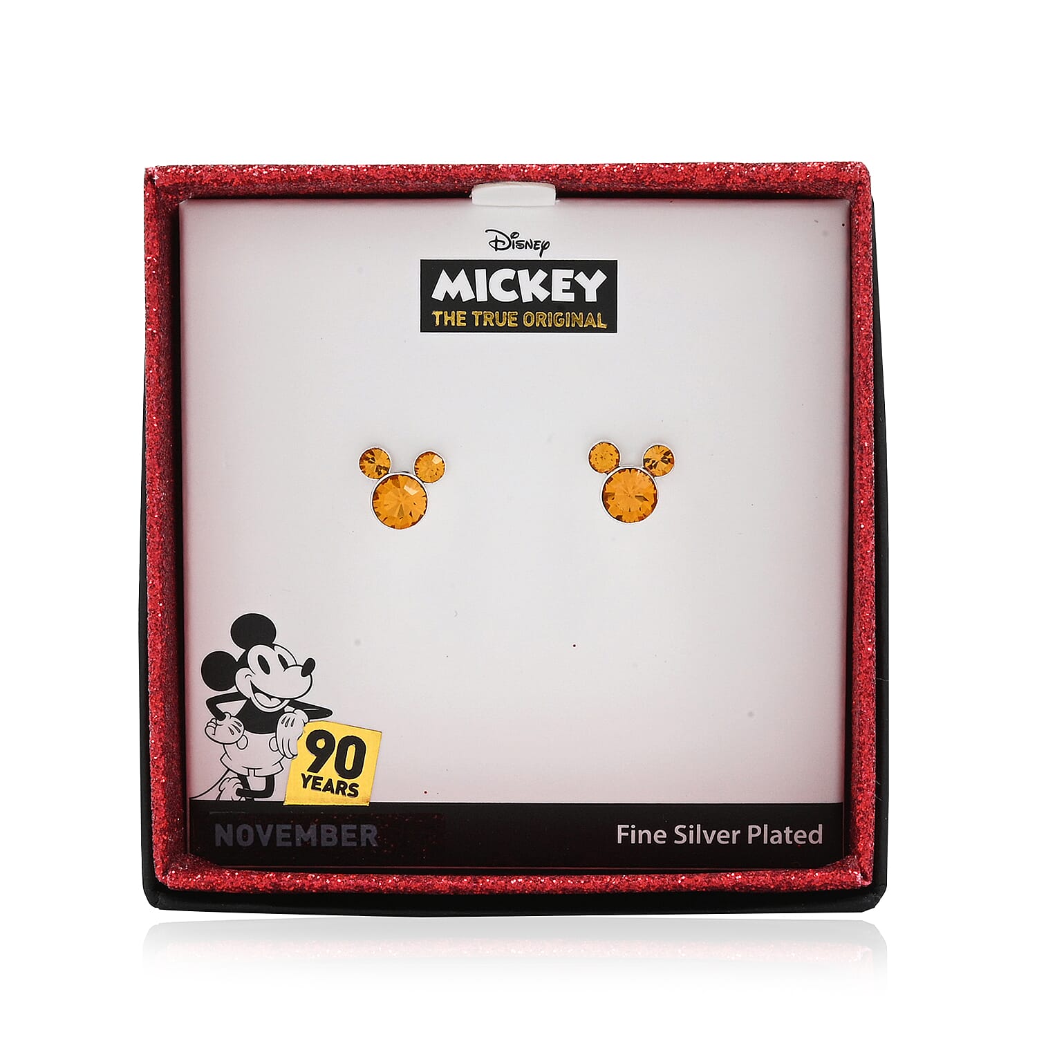 Disney Mickey Mouse Gold Austrian Crystal Stud Earrings in Silvertone