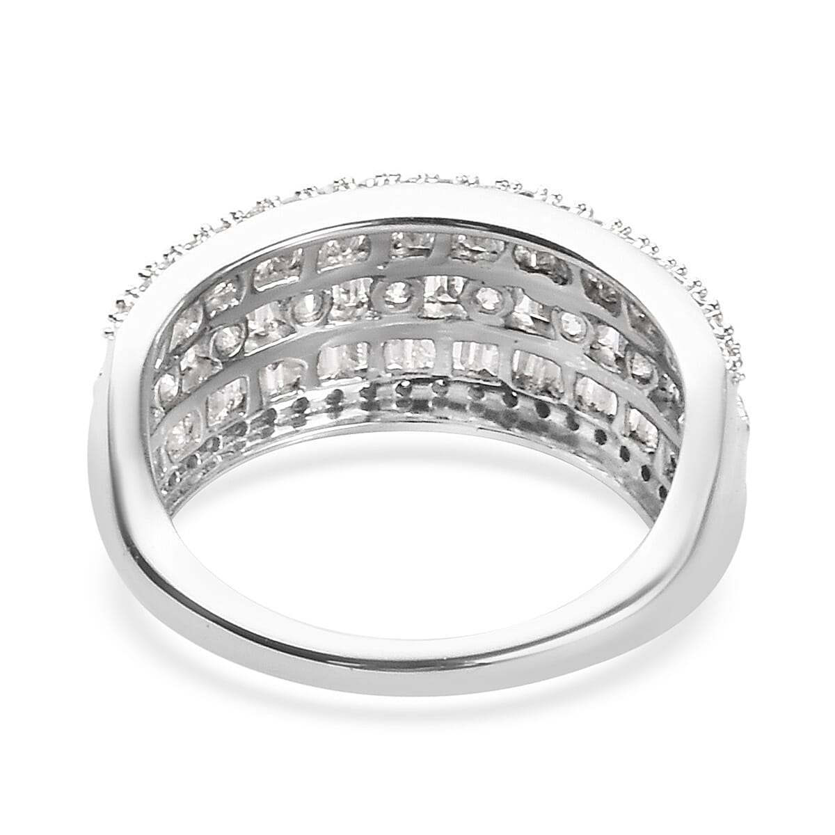 Limited Edition- 9K White Gold SGL Certified Natural Diamond (I3/G-H) Baguette Ring 1.00 Ct.