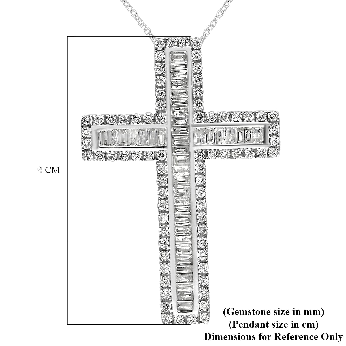 14K White Gold SGL Certified Diamond (I1-I2/G-H) Cross Pendant With Chain (18 in) 2.000  Ct.