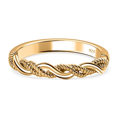 Twist Wedding Band Ring in Sterling Silver with 18K Vermeil Yellow Gold Twist Wedding Band Ring in Sterling Silver with 18K Vermeil Yellow Gold