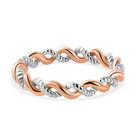Platinum Overlay and 18K Rose Gold Vermeil Plated Sterling Silver Twisted Band Ring