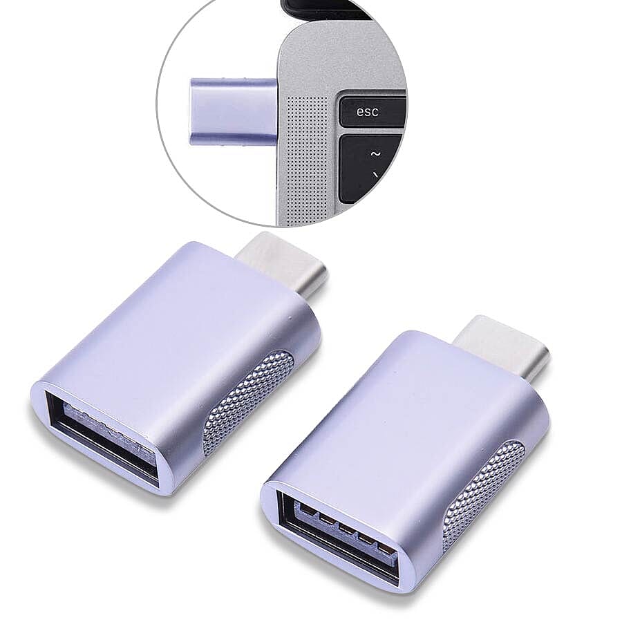 Set of 2 Type-C USB Adapter in Silver Colour