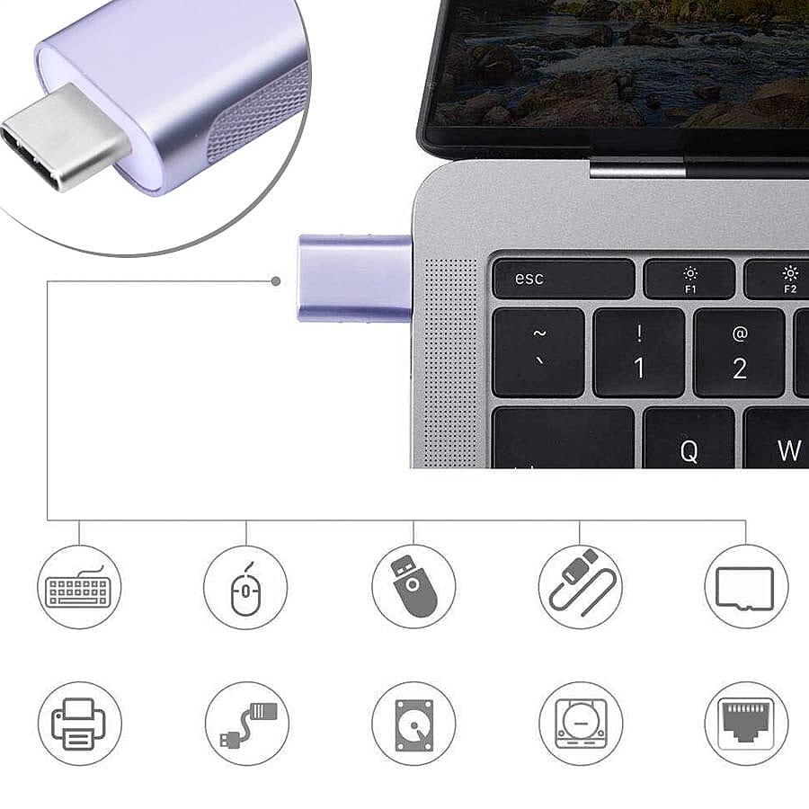 Set of 2 Type-C USB Adapter in Silver Colour
