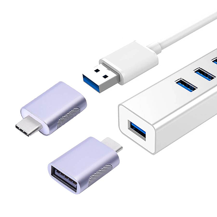 Set of 2 Type-C USB Adapter in Silver Colour