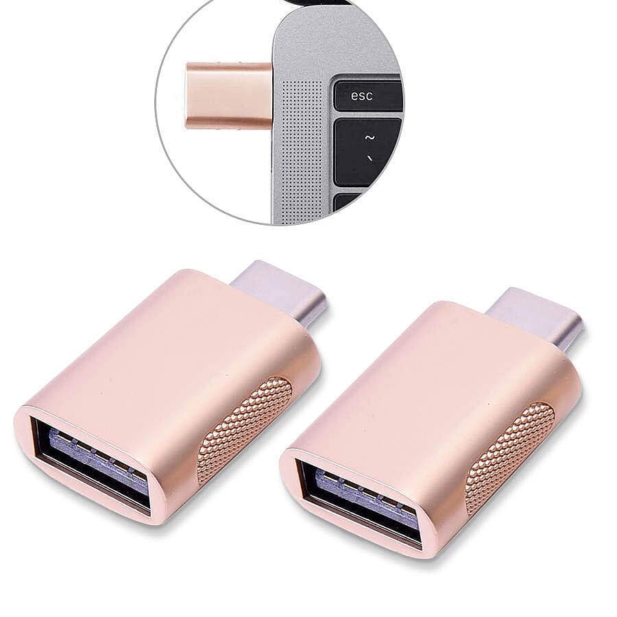 Set of 2 Type-C USB Adapter in Gold Colour