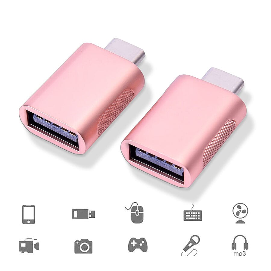 Set of 2 Type-C USB Adapter in Rose Gold Colour