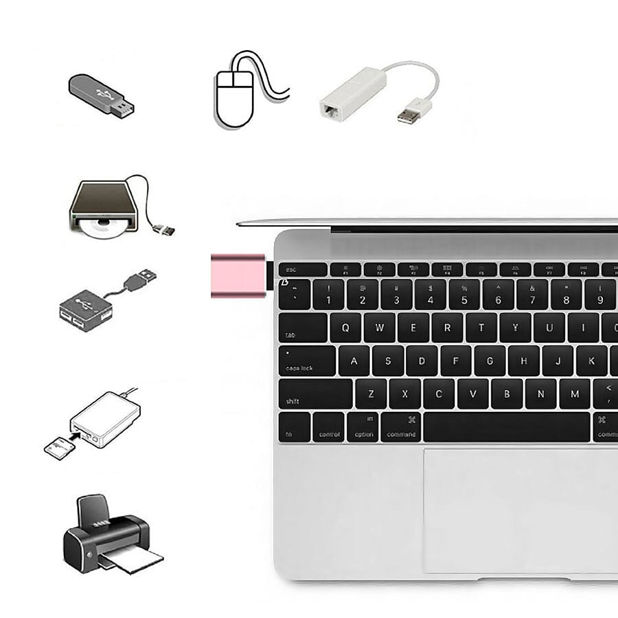 Set of 2 Type-C USB Adapter in Rose Gold Colour