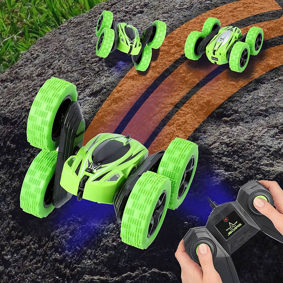 360 Rotating Stunt Toy Car with Controller - Green (Requires 4AAA Batteries - not incld)