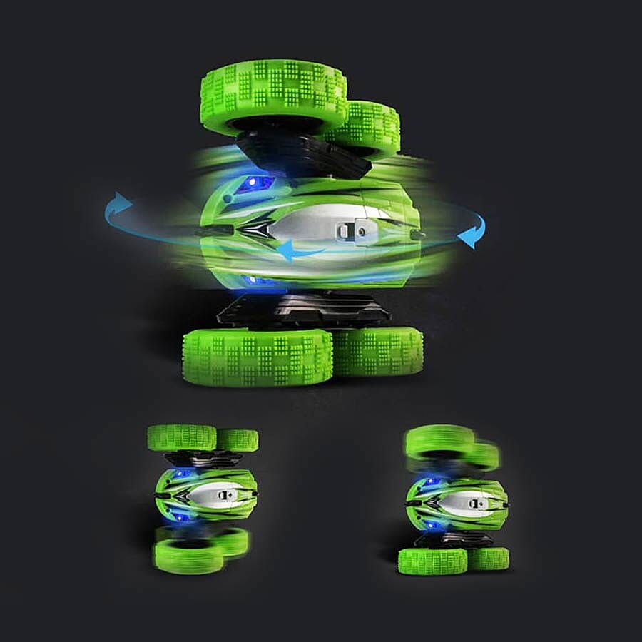 360 Rotating Stunt Toy Car with Controller - Green (Requires 4AAA Batteries - not incld)