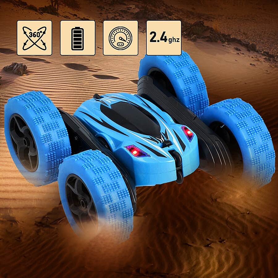 360 Rotating Stunt Toy Car with Controller - Blue