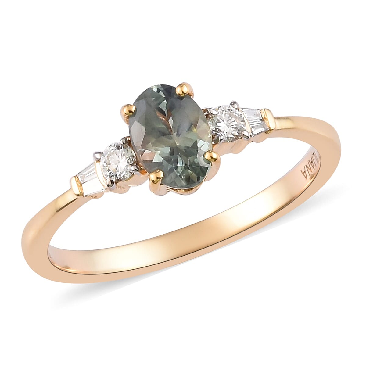ILIANA 18K Yellow Gold Narsipatnam Alexandrite and Diamond Ring 0.90 Ct.