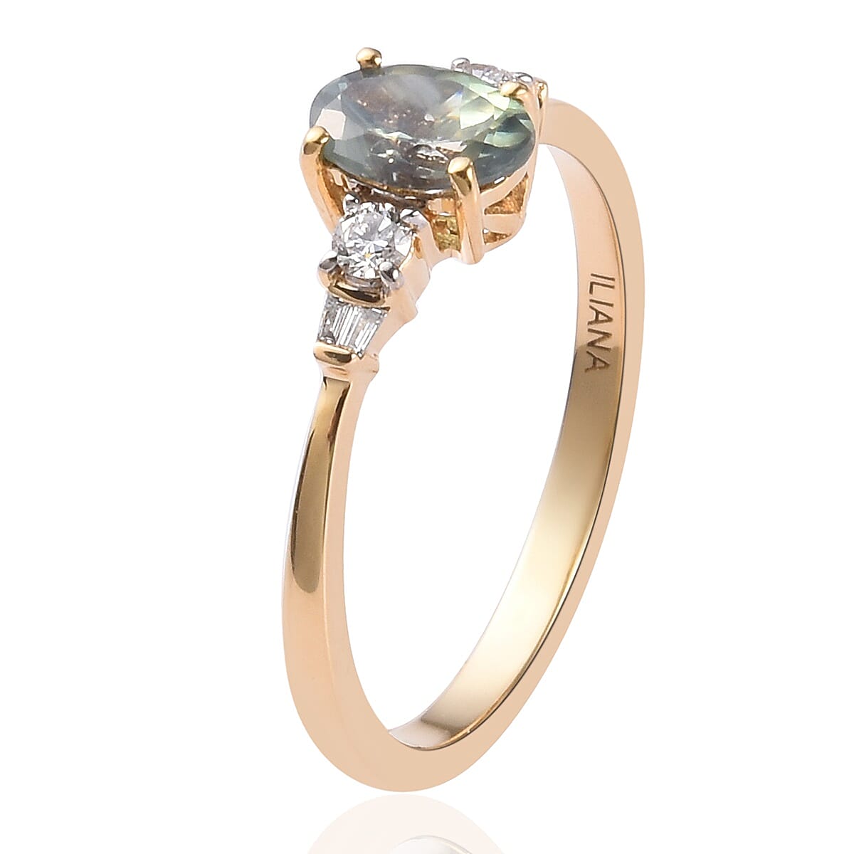 ILIANA 18K Yellow Gold Narsipatnam Alexandrite and Diamond Ring 0.90 Ct.