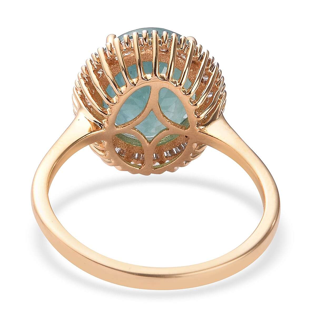 ILIANA 18K Yellow Gold Grandidierite and Diamond Halo Ring 5.50 Ct, Gold wt. 4.30 Gms