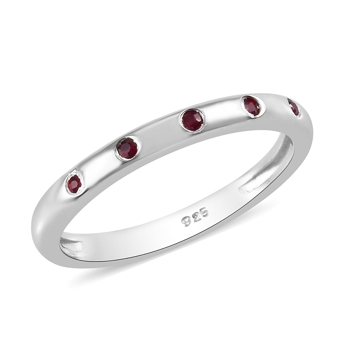 AA Ruby Band Ring in Platinum Over Sterling Silver