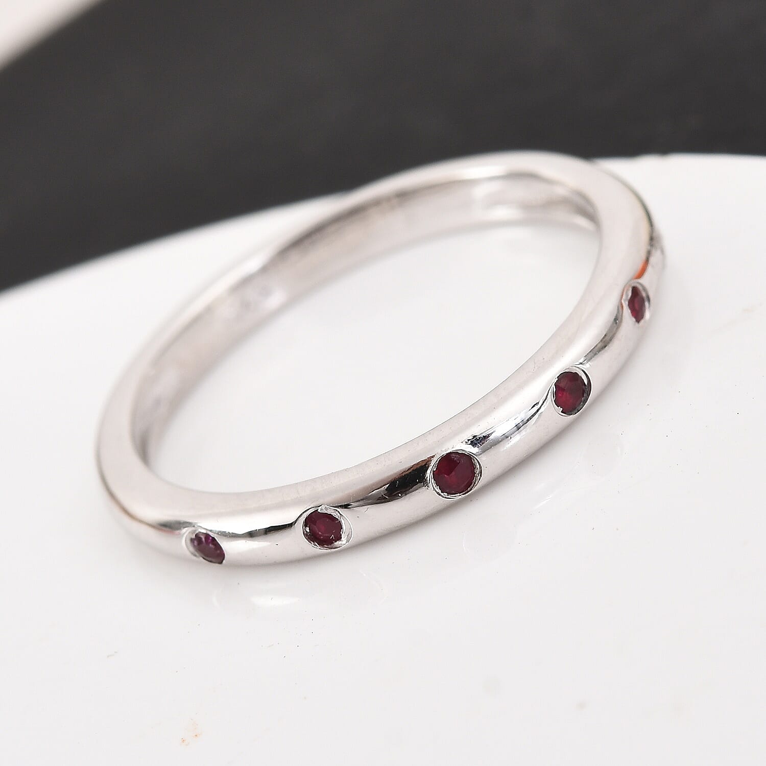 AA Ruby Band Ring in Platinum Over Sterling Silver