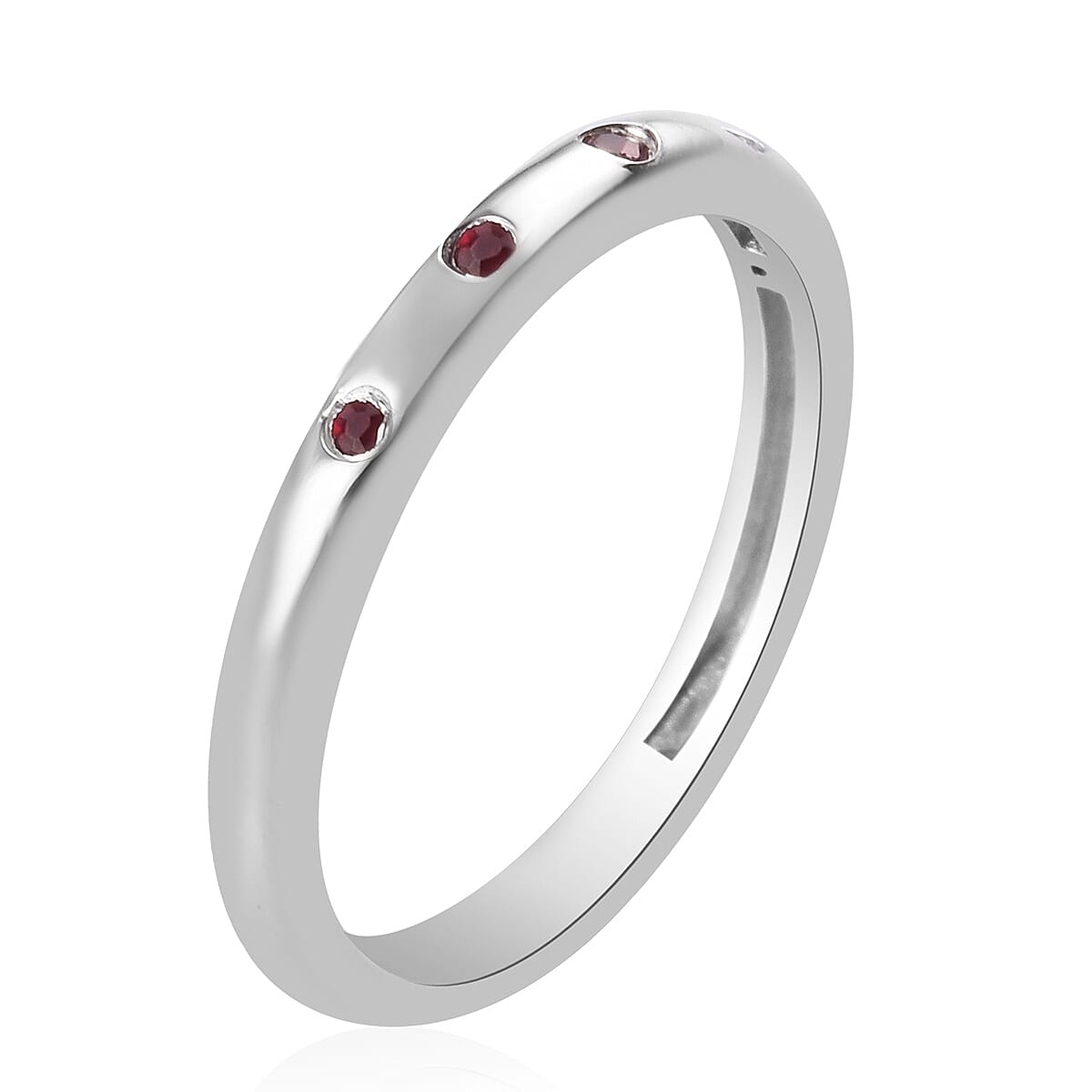 AA Ruby Band Ring in Platinum Over Sterling Silver