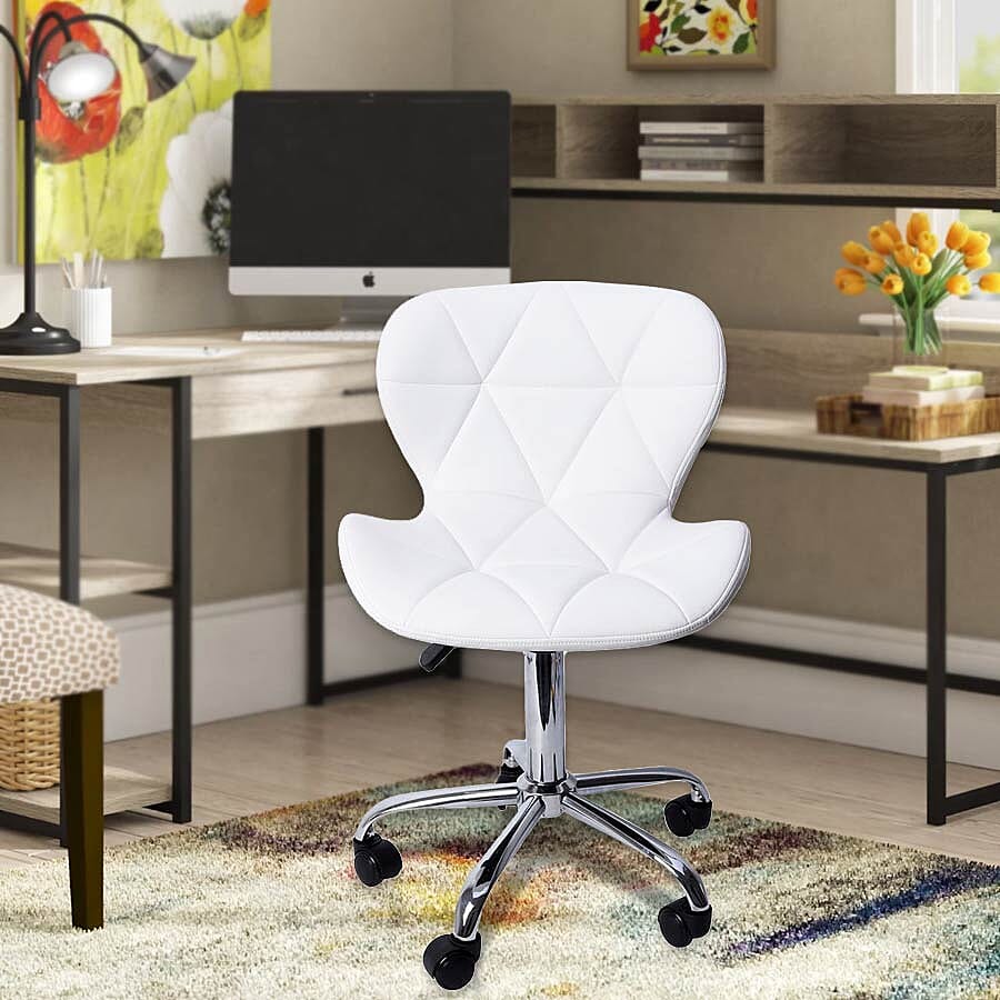 Office Desk Chair with 360 Degree Swivel & Adjustable Height - (Size W50xH50xL77cm) White