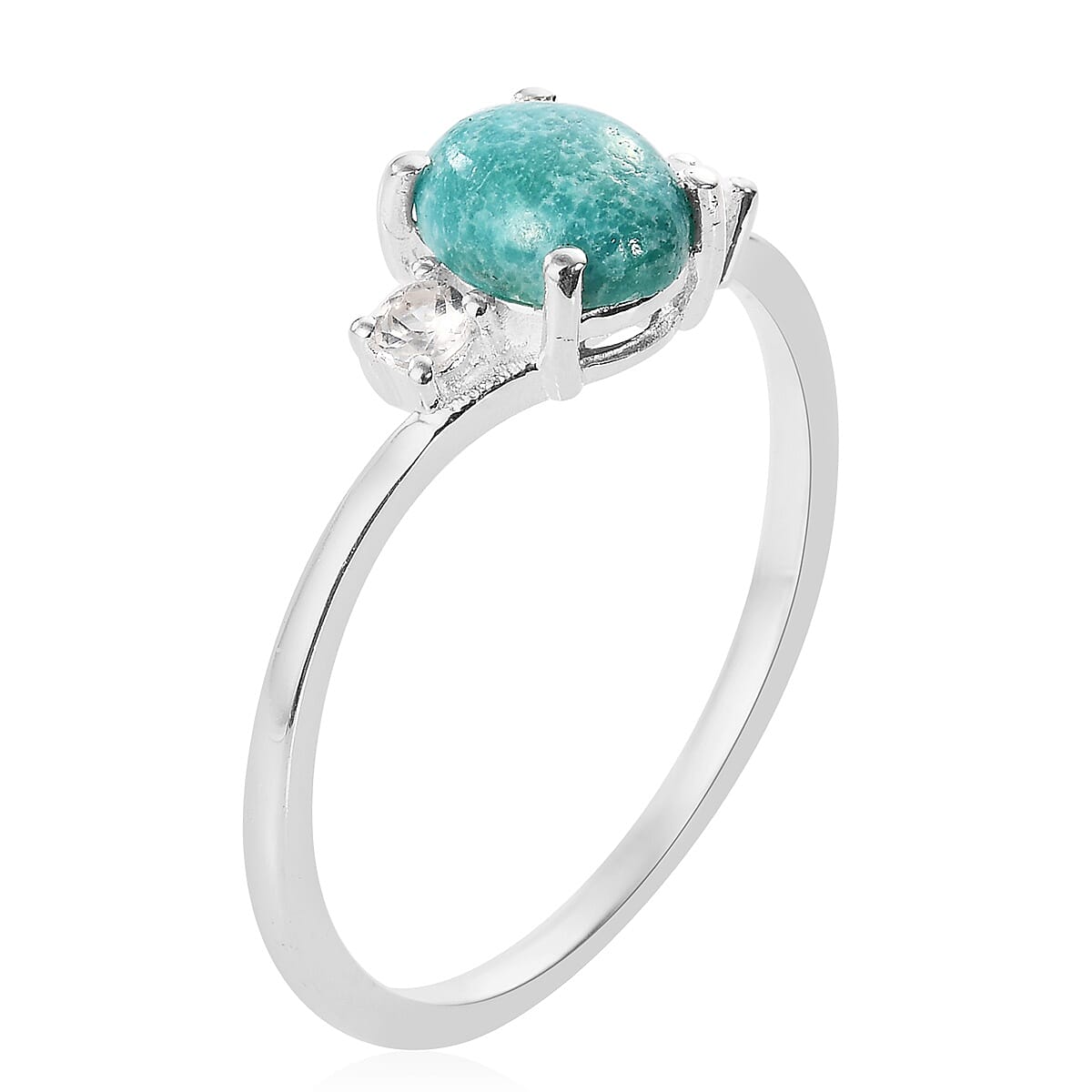AA Nevada Turquoise and Natural Cambodian Zircon Ring in Sterling Silver 1.08 Ct.