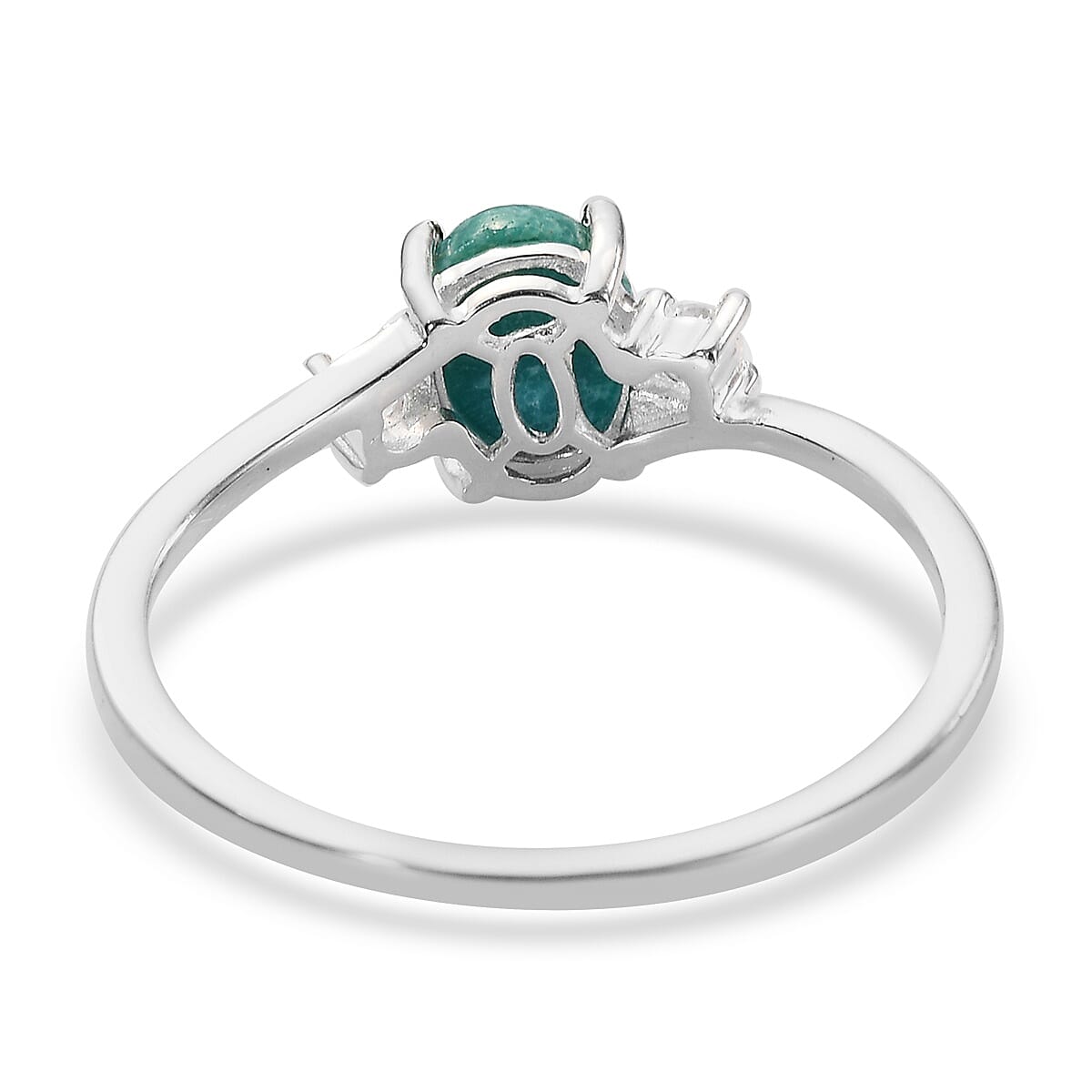 AA Nevada Turquoise and Natural Cambodian Zircon Ring in Sterling Silver 1.08 Ct.