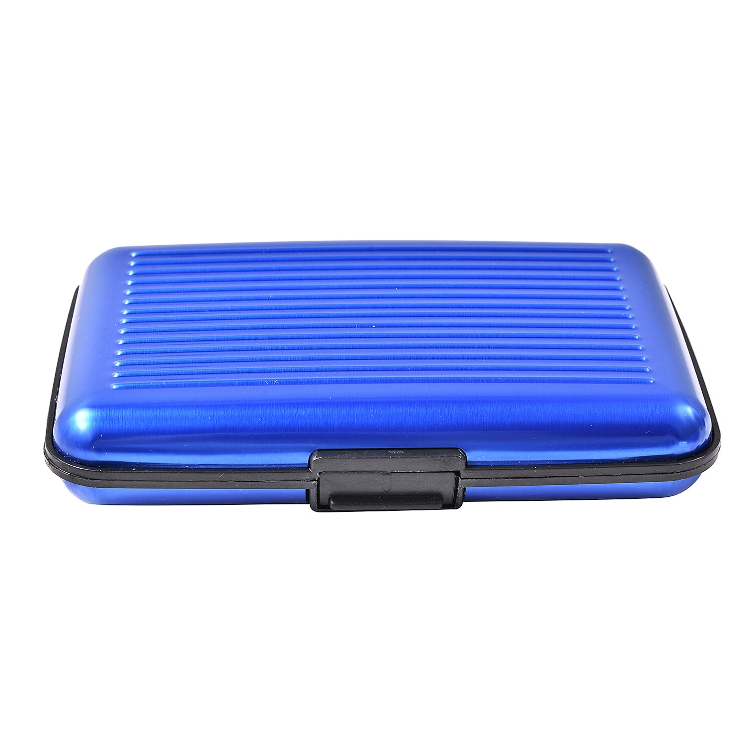 4 Piece Set - STRADA Japanese Movement Water Resistant Watch with Chain Strap, RFID Blocking Card Holder, Watch Link Removal Pin and Multi Function Black Ink Pen in Silver Tone - Blue