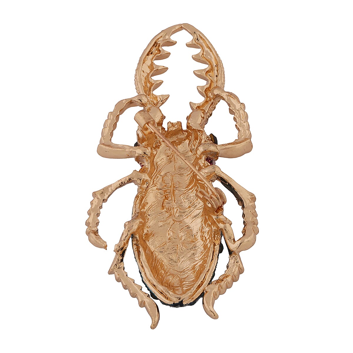 Multi Colour Austrian Crystal Beetle Brooch in Yellow Gold Tone