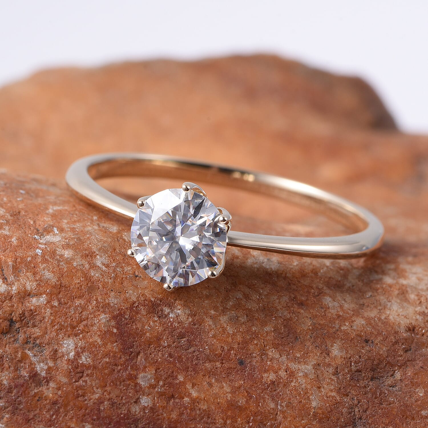 TJC Launch 9K Yellow Gold Moissanite Solitaire Ring 1.00 Ct.