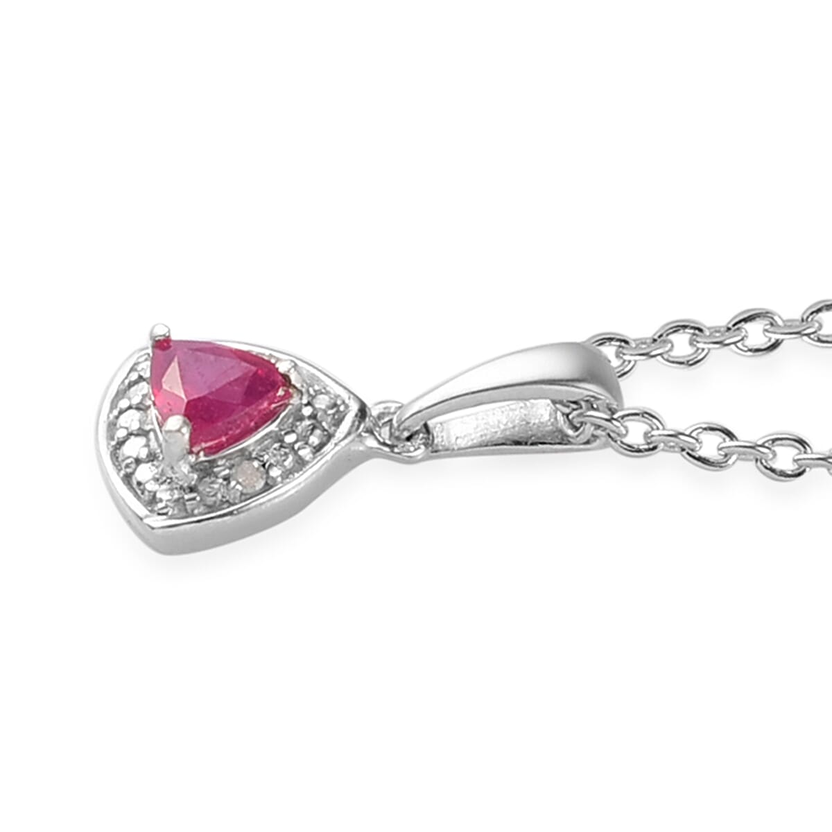 3 Piece Set - African Ruby and Diamond Pendant with Chain (Size 18) and Lever Back Earrings in Platinum Overlay Sterling Silver 1.00 Ct.