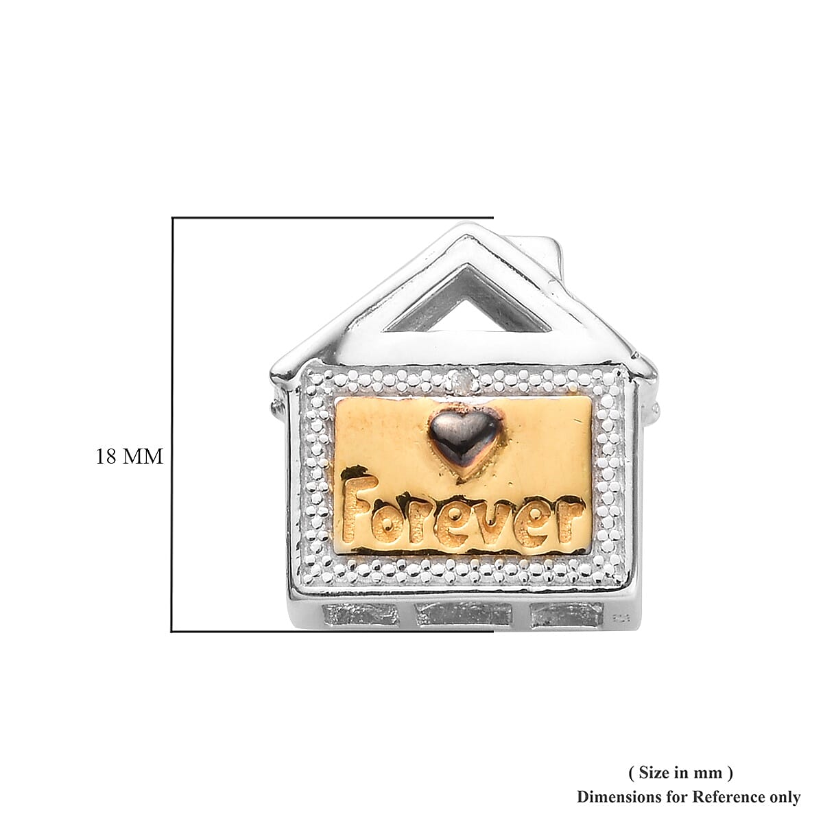 Charmes De Memoire Diamond Family House Charm in Platinum, Black and Yellow Gold Overlay Sterling Silver